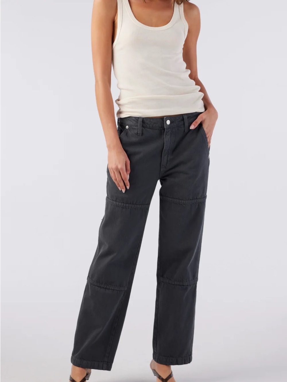 AMO Women's Billie Field Pant Cropped Relaxed Pant in Charcoal Black Pewter